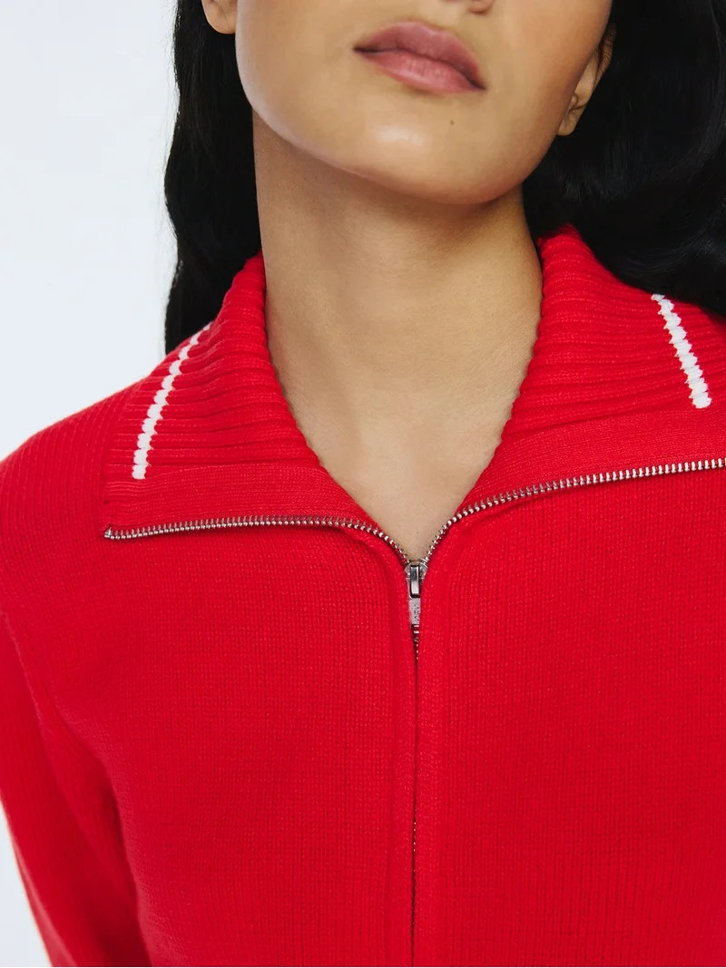 Free Assembly Women's Zip Front Sweater with Long Sleeves, Midweight, Sizes XS-XXL | Walmart (US)