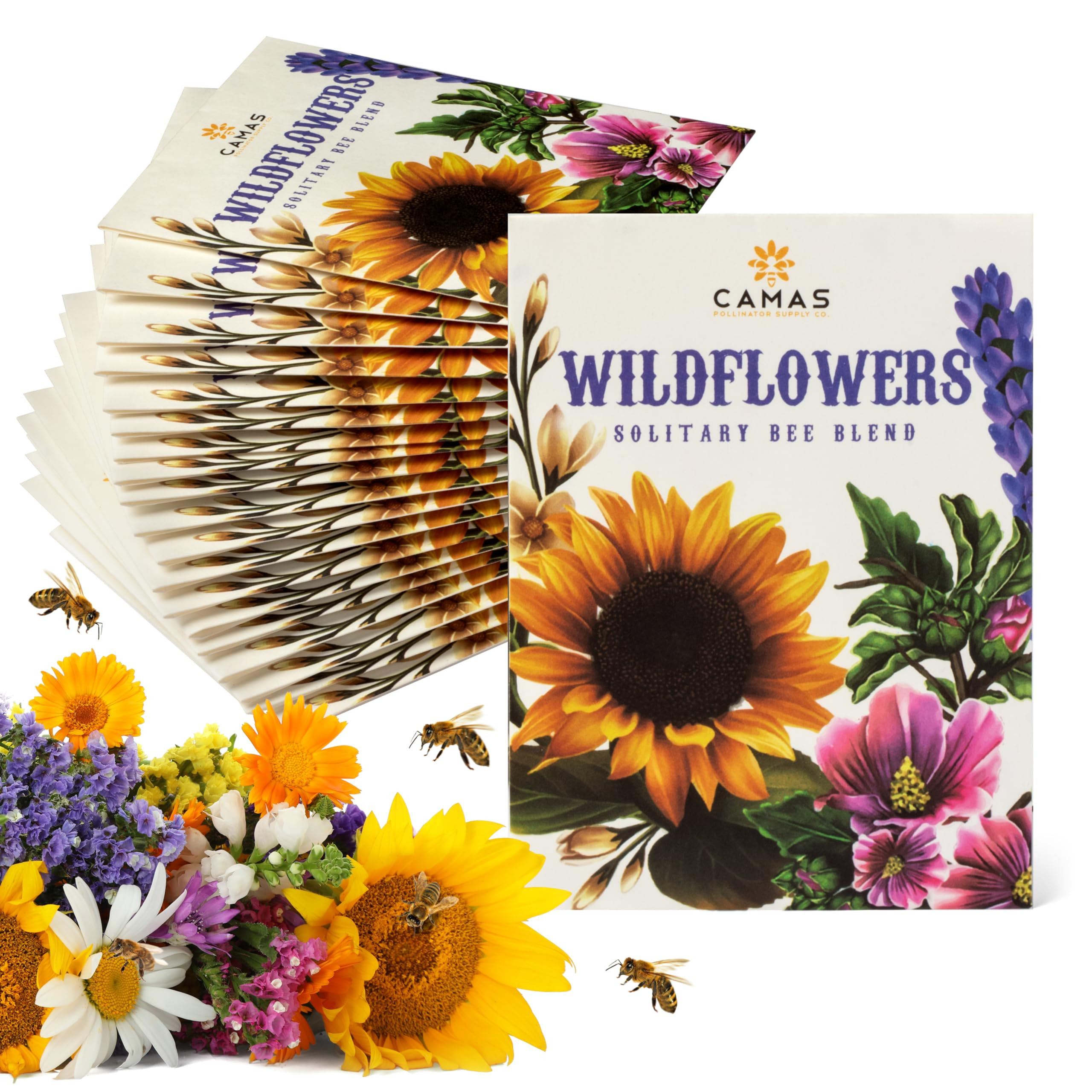 Camas- Pollinator Wildflower Seed Packets - (20) Party Favors to Attract Bees, Butterflies, and H... | Amazon (US)