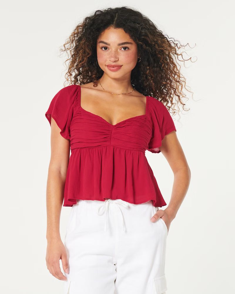 Ruched Babydoll Top | Hollister (US)