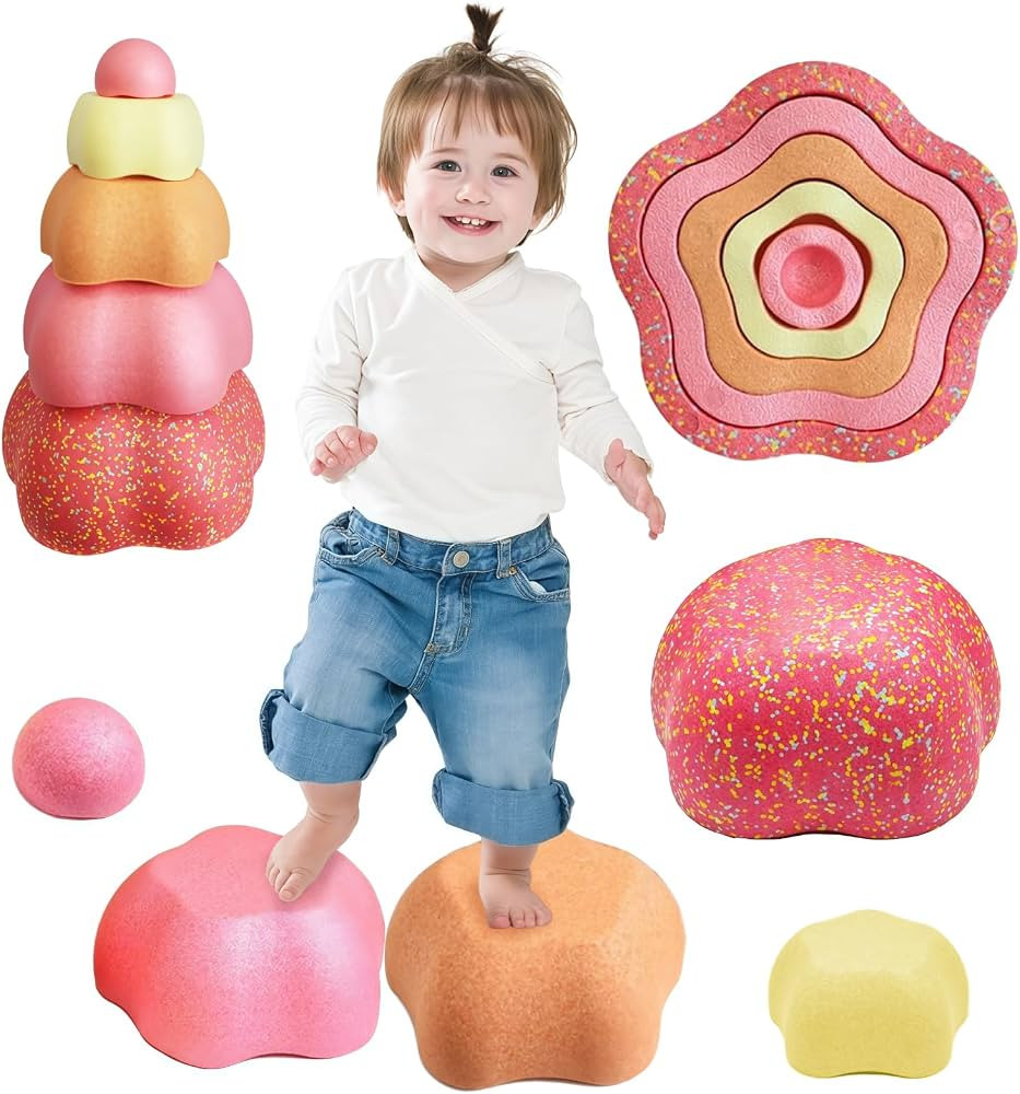 Sound Stepping Stones for Kids - 5 Pcs Non-Slip Indoor or Outdoor Balance Stones, Obstacle Course... | Amazon (US)