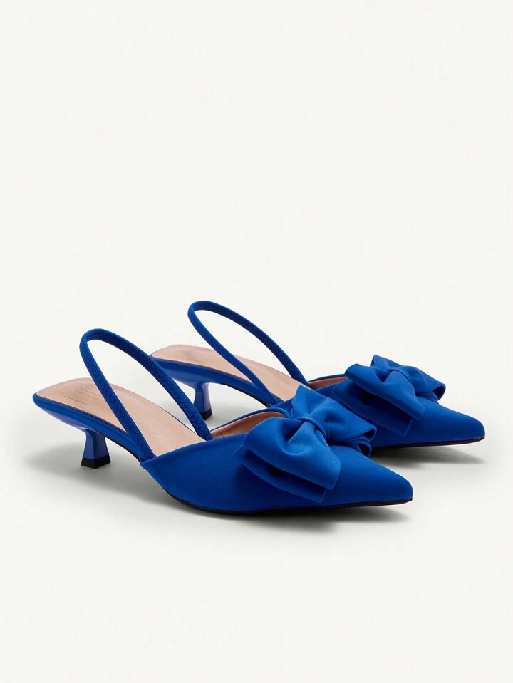 CUCCOO CHICEST Women's Pointed Toe Kitten Heel High Heels With Bow Decor, Solid Color, Ankle Stra... | SHEIN