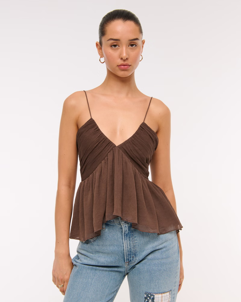 Women's V-Neck Ruched Cami | Women's Tops | Abercrombie.com | Abercrombie & Fitch (US)