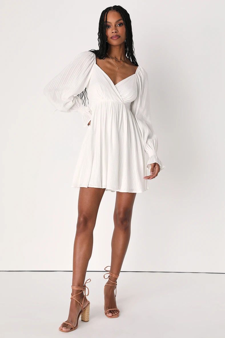 Forever Frolicking Long Sleeve White Dress / Bridal Shower Dress / Bridal Outfits | Lulus (US)