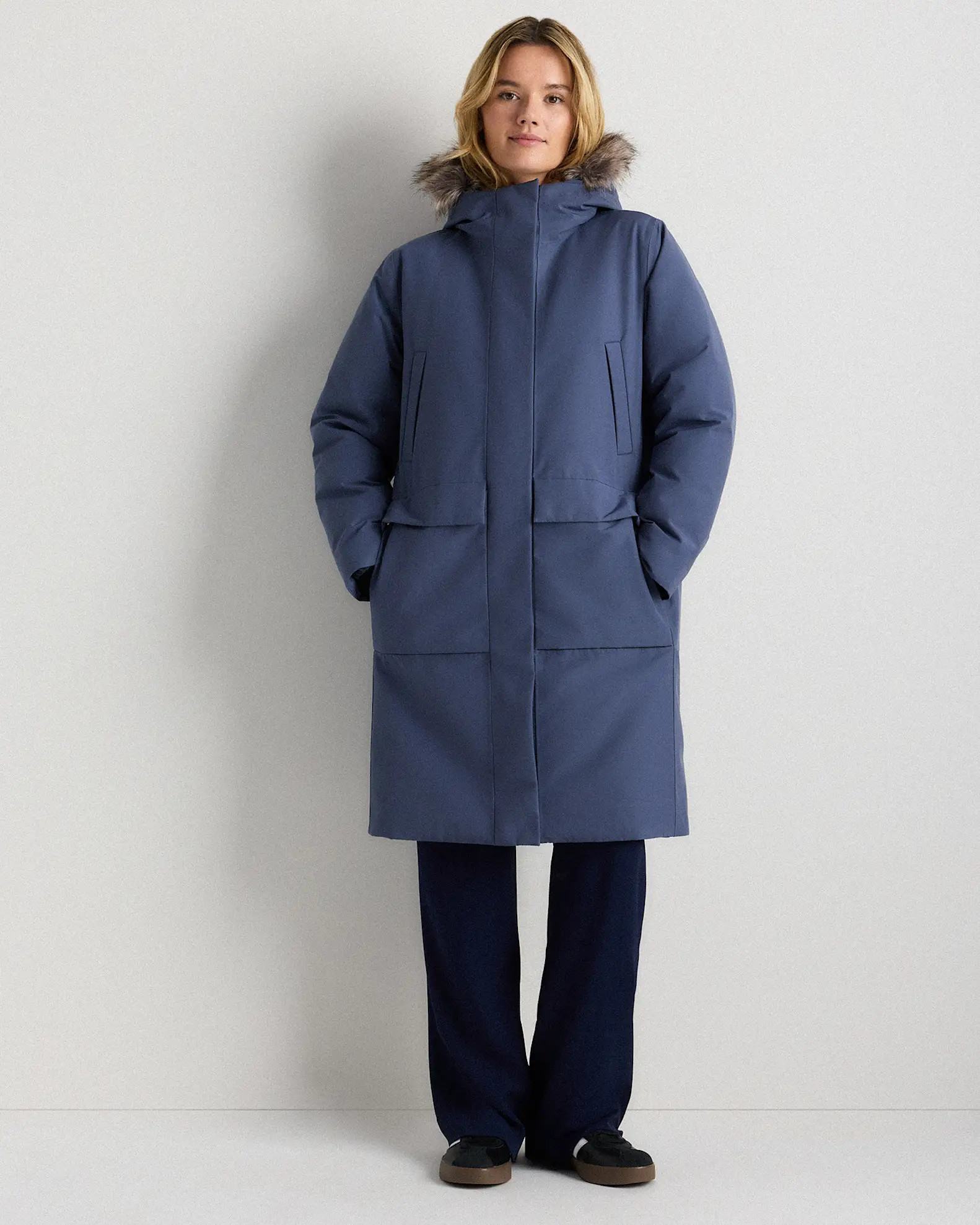 Responsible Down Hooded Long Parka in Storm Blue | Quince