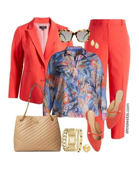 Plus Size Spring Work Capsule 2024 - Part 1 - Plus size hot coral suiting with a printed shirt. Alexa Webb #plussize

#LTKSeasonal #LTKplussize #LTKstyletip