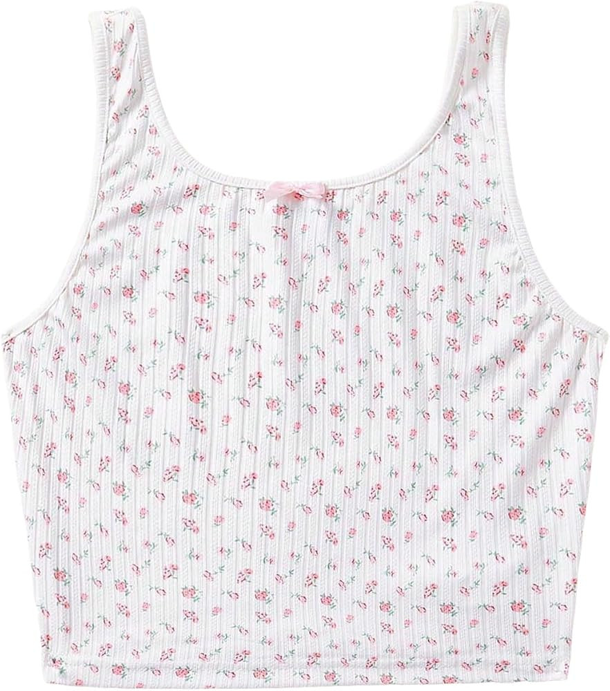 SweatyRocks Women's Casual Summer Floral Print Sleeveless Stretch Crop Tank Top | Amazon (US)