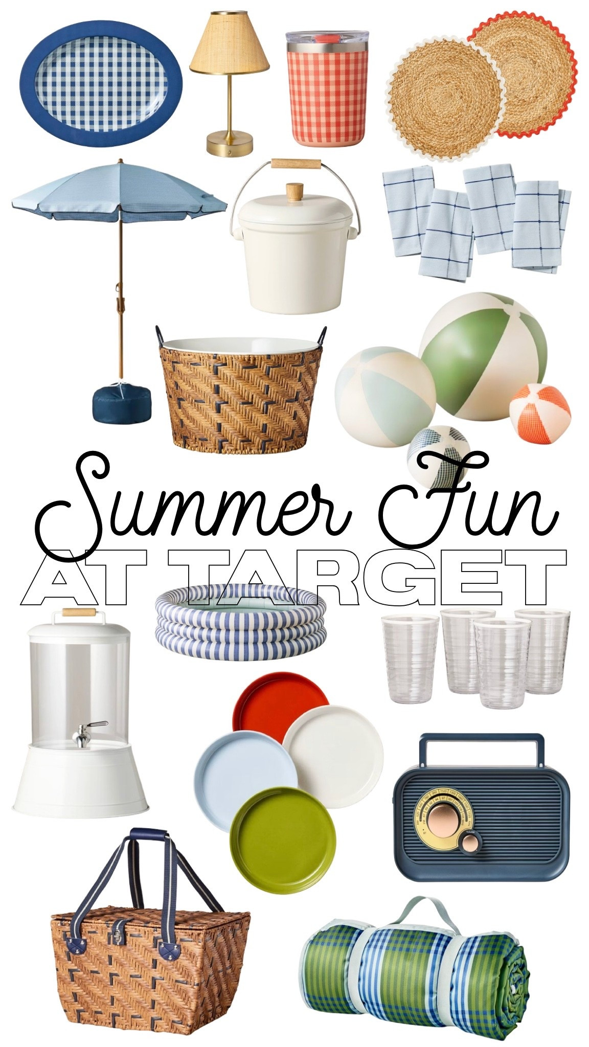 The test summer finds at Target right now. Love these colors!

Outdoor Umbrella | Pool Float | beach | plates | cups | melamine | drink dispenser | Bluetooth radio | picnic blanket | cooler | picnic basket

#LTKSeasonal #LTKHome #LTKSaleAlert