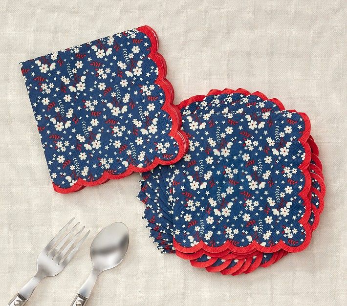 Liberty Floral Scallop Paper Napkins, Set of 24 | Pottery Barn Kids