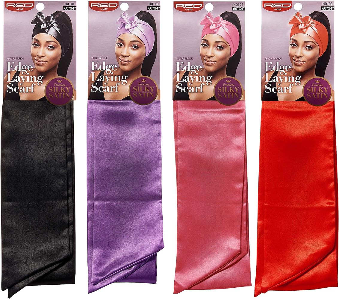 Red by Kiss Edge Laying Scarf Wrap for Hair Edge Silky Satin Scarf 4 PACK | Amazon (US)