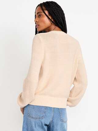 Seaside Cotton Garter-Knit Cardigan Sweater | Old Navy (US)