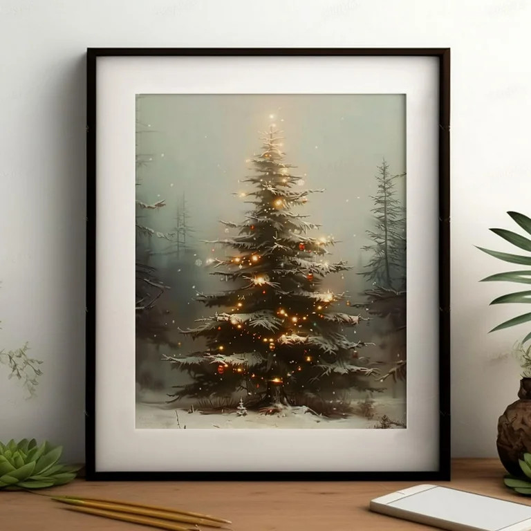 Vintage Christmas Tree Wall Decor, Christmas Decoration, Forest Wall Art Decor, Rustic Winter Hol... | Walmart (US)