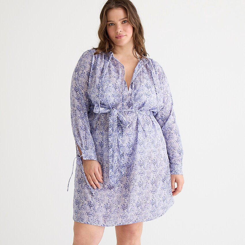 Cotton voile tie tunic beach dress in dandelion swirl | J. Crew US