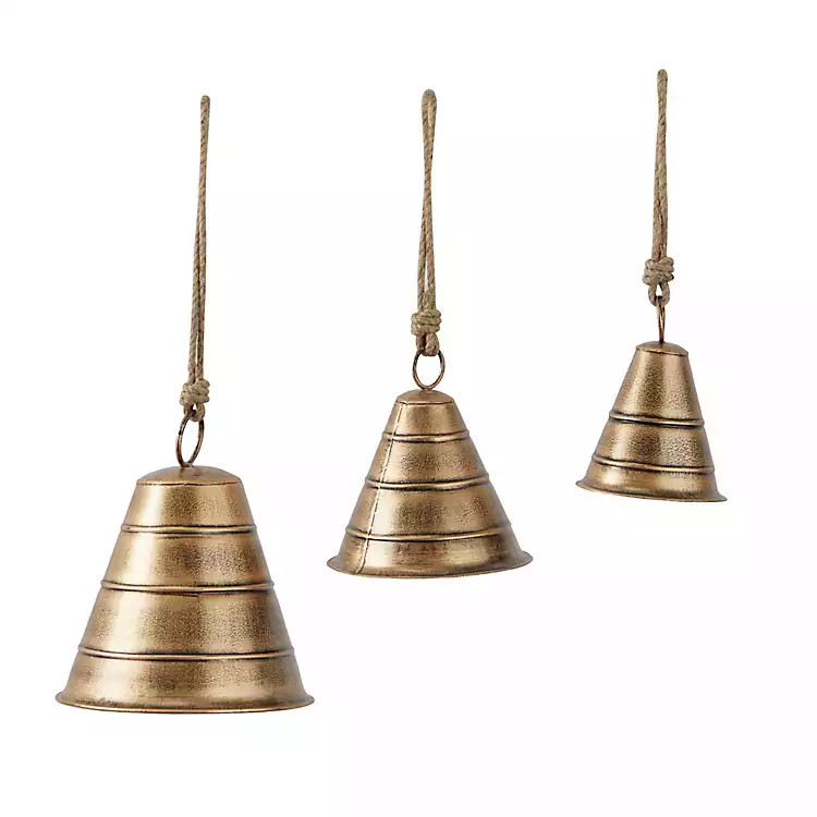 Gold Flared Metal Hanging Bells, Set of 3 | Kirkland's Home