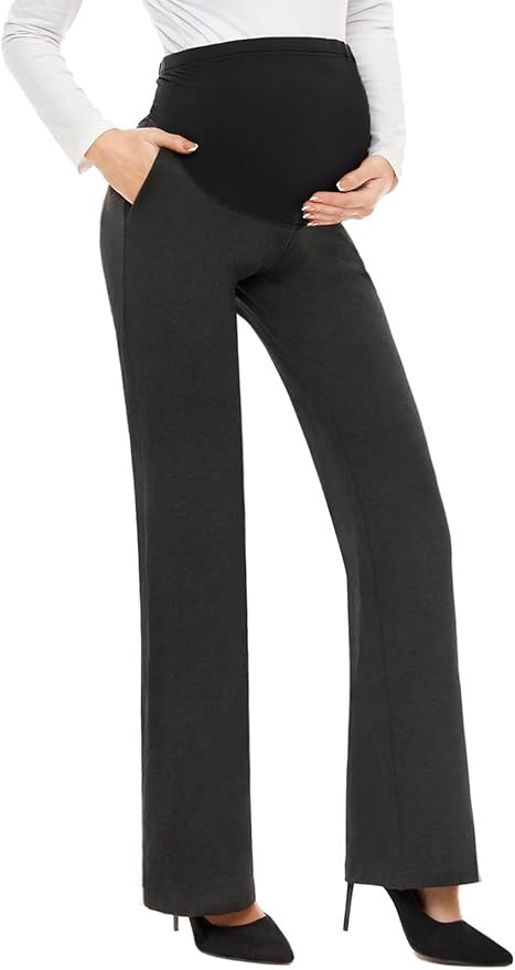 Tapata Women's Maternity Pants 28" 30" 32" Bootcut Dress Pants with Pockets Over Belly Pregnancy ... | Amazon (US)