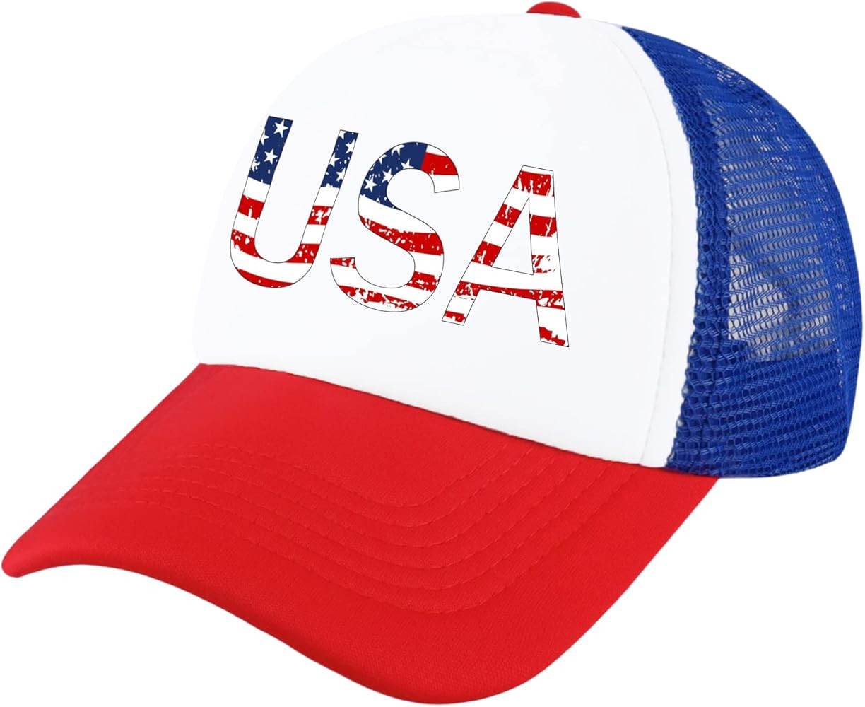 American Flag Hat 4th of July Trucker Hat USA Merica Baseball Cap US Patriotic Snapback Hats for ... | Amazon (US)