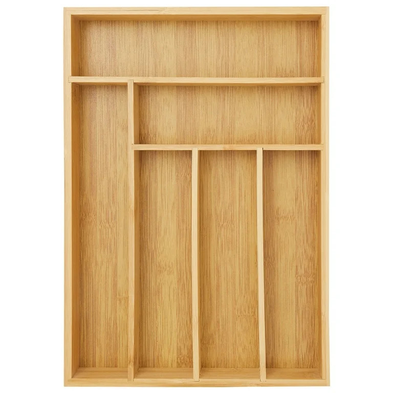 Bamboo Silverware Drawer Organizer with 6 Slots, Wooden Cutlery Tray Holder for Kitchen, Flatware... | Walmart (US)