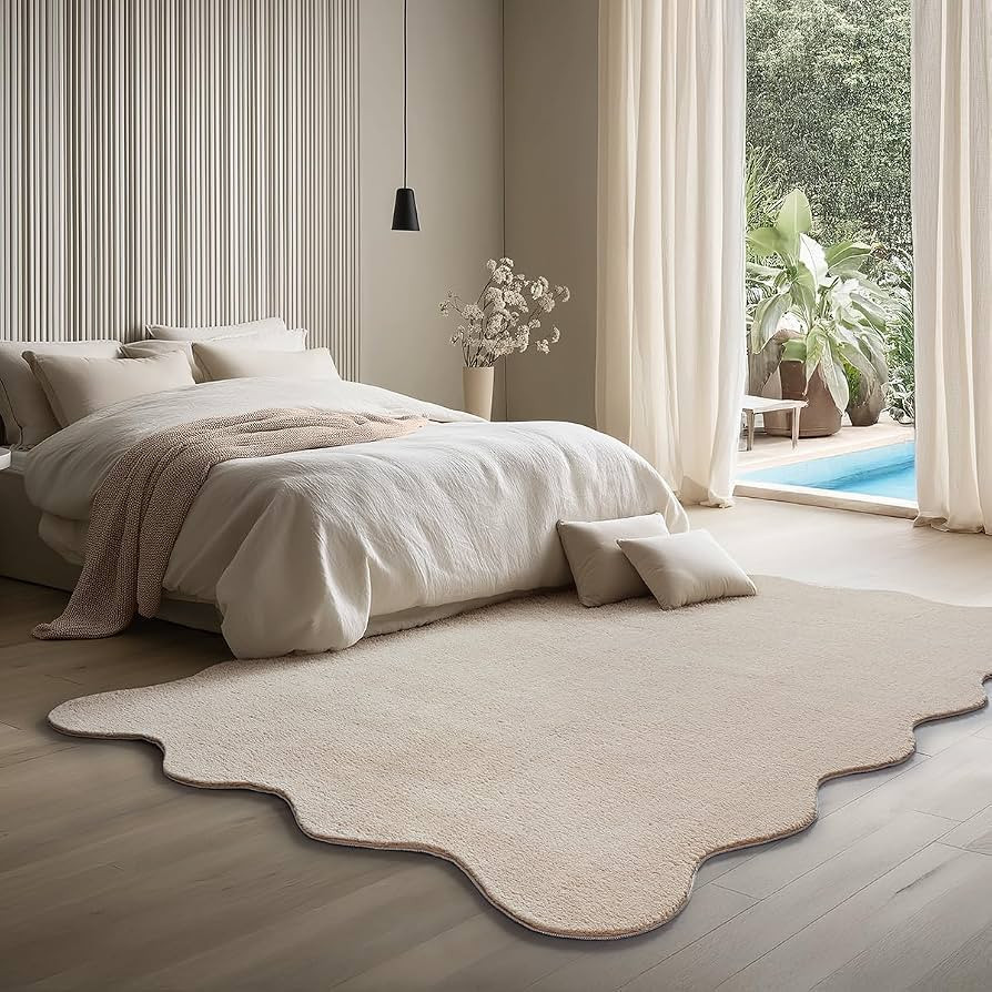 the carpet Lina Shape Scallop Rug, Faux Fur, Fluffy Rug, Non-Slip Backing, Washable, Super Soft, ... | Amazon (UK)