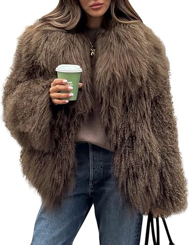 FOMELY Faux Fur Coat Women Long Sleeve Winter Outerwear Shaggy Parka Coat Faux Fur Jacket Women | Amazon (US)