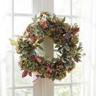 Faux Floral Hydrangea Wreath with Soft Natural Look & Greenery | Ballard Designs, Inc.