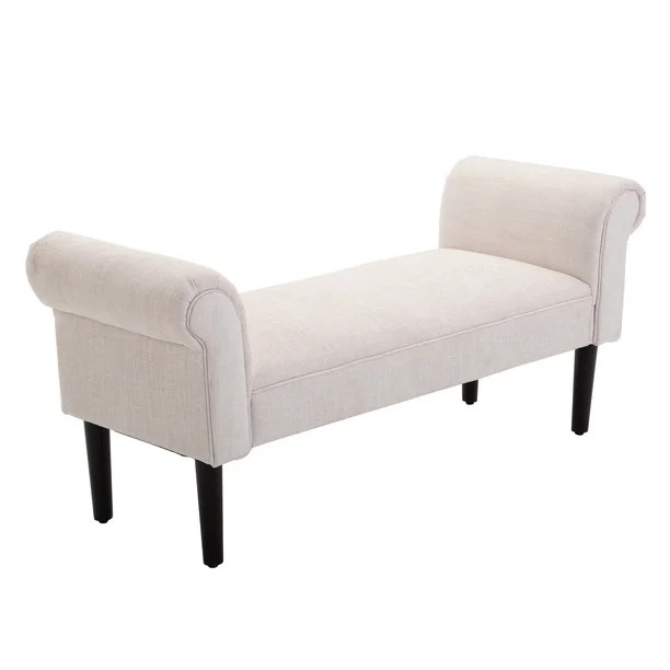 HOMCOM 52" Linen Upholstered Accent Ottoman Bench With Armrests | Walmart (US)