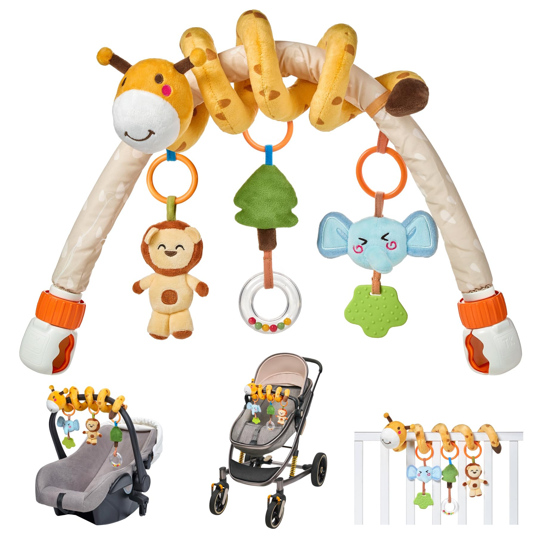 TUMAMA KIDS Baby Pram Play Arch Toys, Spiral Rattles Clip on Cot Activity Bar for Babies,Crib Mob... | Amazon (UK)