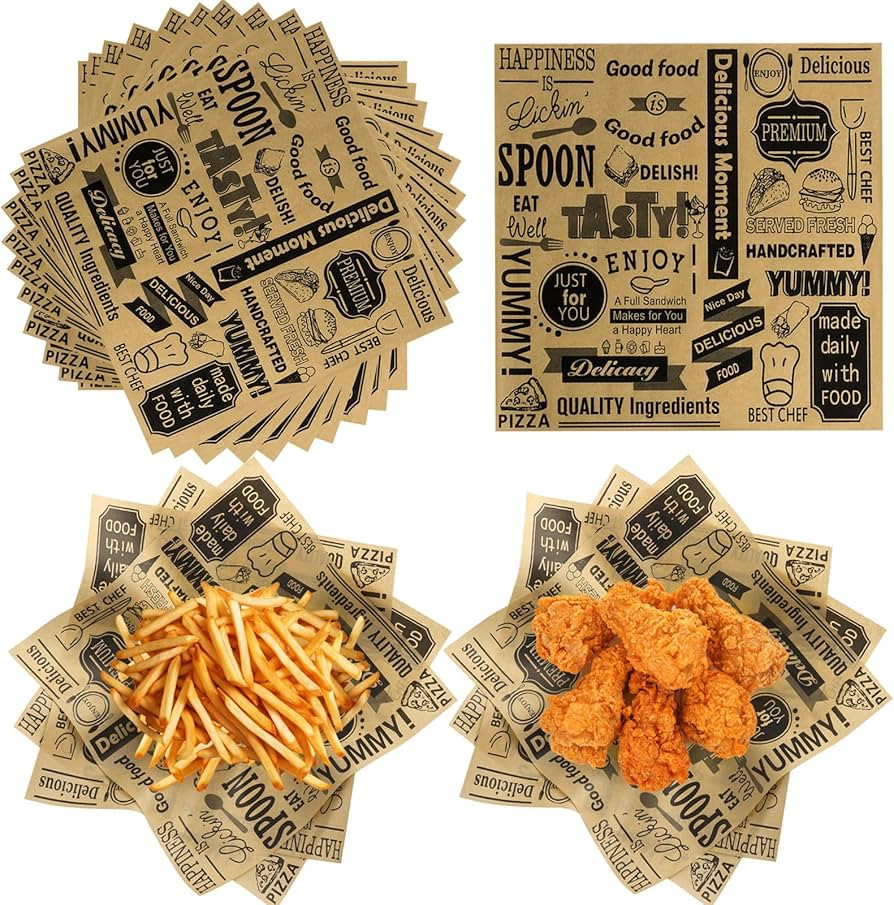100 PCS Deli Paper Sheets 12x12 Inch, Unbleached Wax Paper Sheets for Food, Grease Resistant Sand... | Amazon (US)