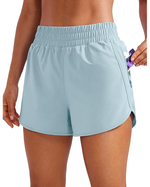 CRZ YOGA Womens High Waisted Running Shorts Mesh Liner 3'' Dolphin Quick Dry for Athletic Gym Tra... | Amazon (US)
