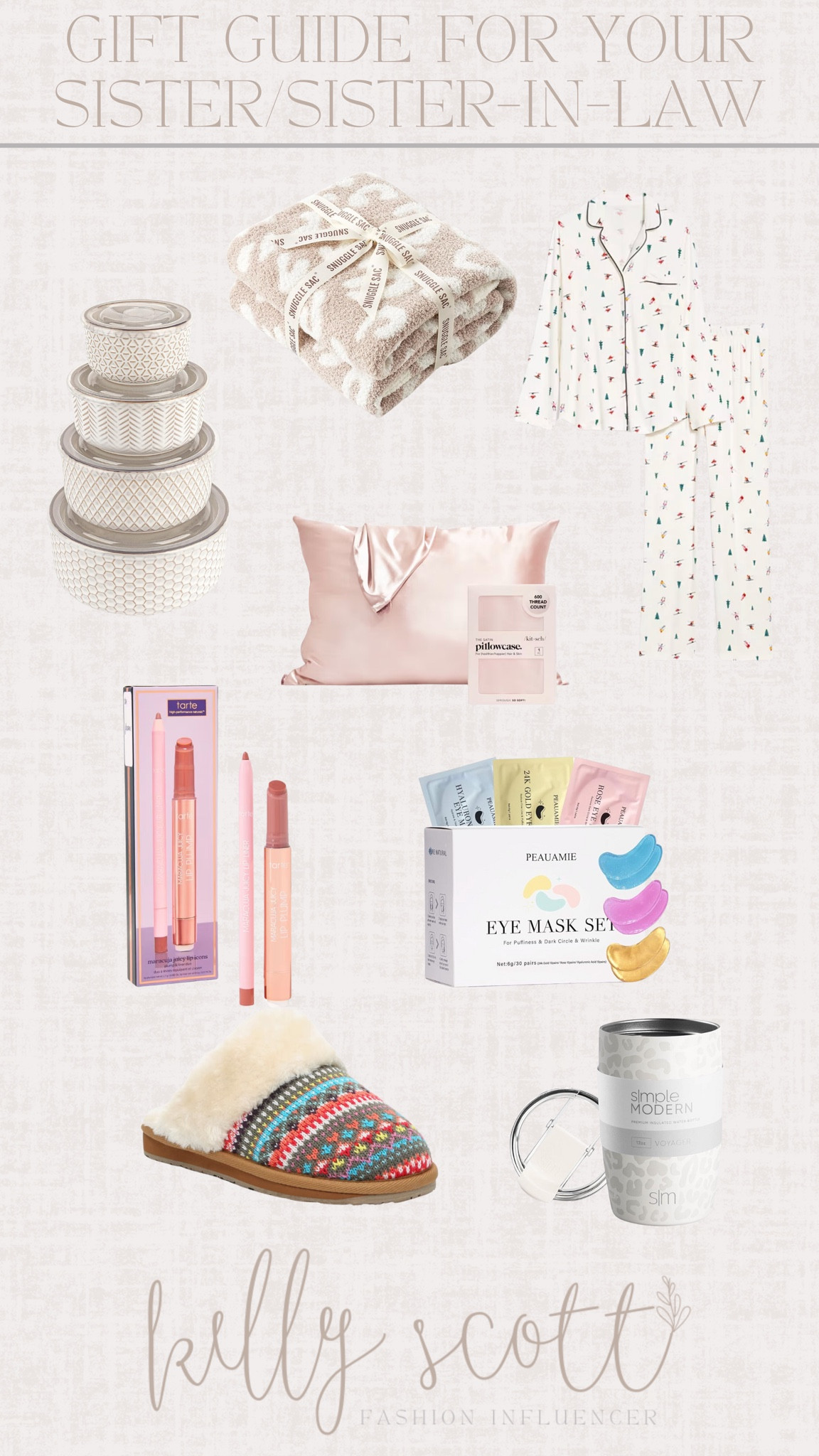 Gift Guide for your Sister/Sister in Law, barefoot dreams, cozy pajamas, cozy slippers, lipkit, beauty gifts, stocking stuffers, eye mask, silk pillowcase, tumbler, gifts for her

#LTKGiftGuide #LTKHoliday #LTKFindsUnder50