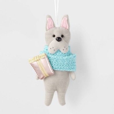 Fabric Dog with Blue Scarf Christmas Tree Ornament - Wondershop™ | Target