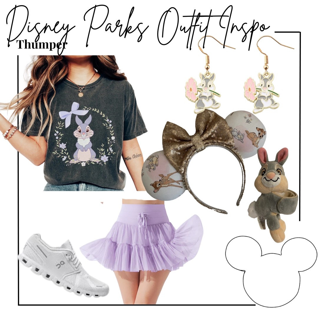 Disney parks outfit inspo - thumper from Bambi 

Thumper floral bow graphic tee from Etsy, thumper and Bambi ears from Etsy, thumper earrings from Amazon, thumper bullsitoy, lavender pirouette skort from pop flex skort, and white on cloud x 5 sneakers 

 Midsize, midsize outfit, size 10, ootd, Outfit inspo, Bambi finds, Disney parks Outfit, Disney bound,  under $50 outfit, affordable outfit, casual outfit, Disney classic movies , Etsy finds, Disney outfit, Mickey ears, minimal Disney style, #ltkdisney, Disney ears, Disney aesthetic, theme park outfit, Disney parks outfit ideas, comfy Disney outfit, small business finds,

#LTKStyleTip #LTKTravel #LTKFindsUnder50