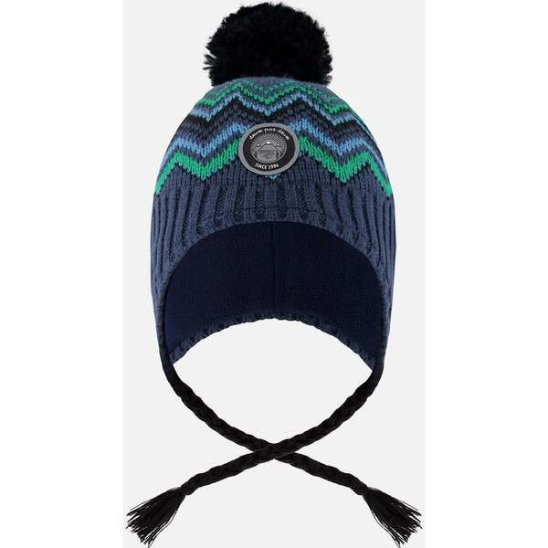 Lined Peruvian Knit Pompom Hat Blue and Green, Green and Blue | Maisonette