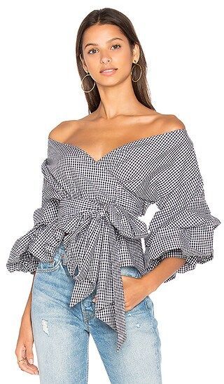 Alexis x REVOLVE Armelle Top in Black & White Gingham | Revolve Clothing