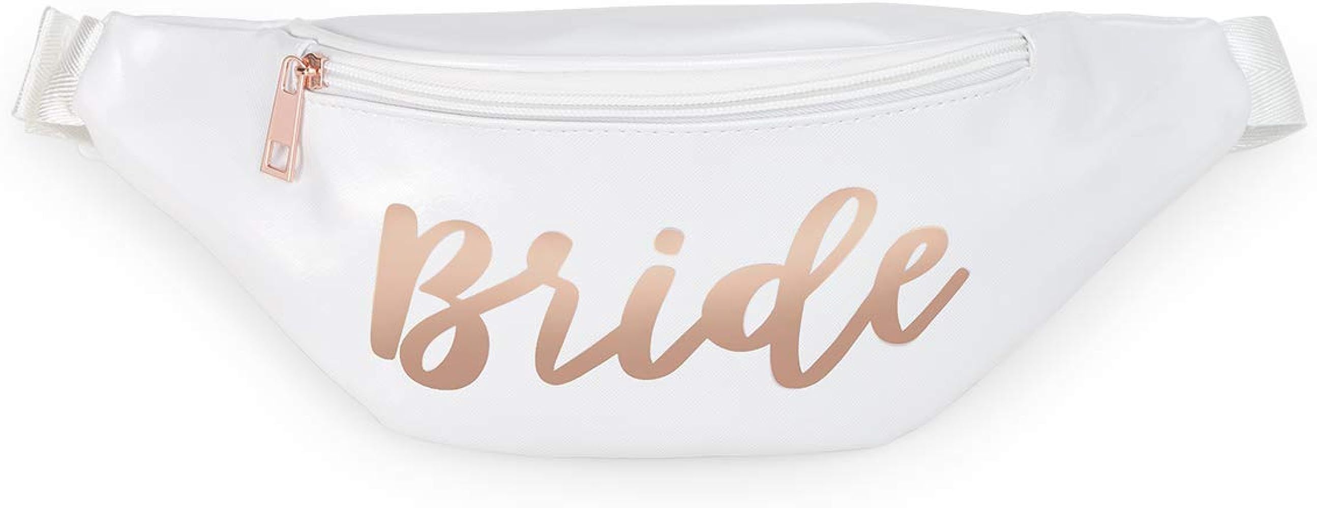 xo, Fetti Bachelorette Party Bride Fanny Pack - Single Bag | White + Rose Gold Bridal Shower Decorat | Amazon (US)