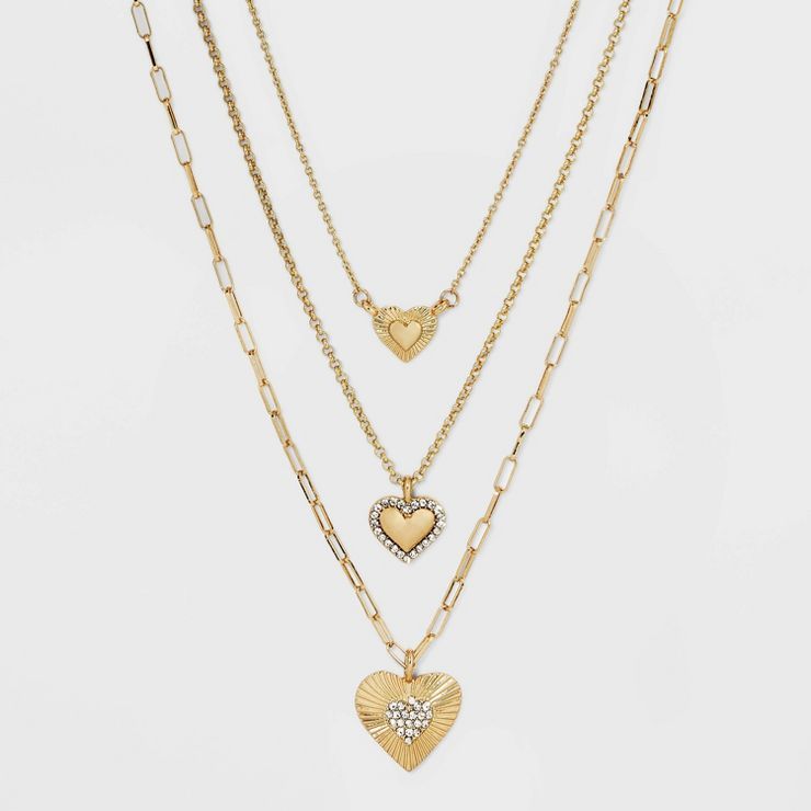 SUGARFIX by BaubleBar Triple Heart Multi-Strand Necklace - Gold | Target
