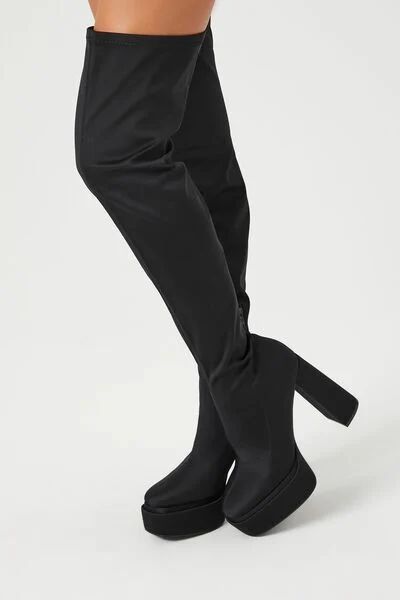 Faux Leather Over-the-Knee Platform Boots | Forever 21 | Forever 21 (US)