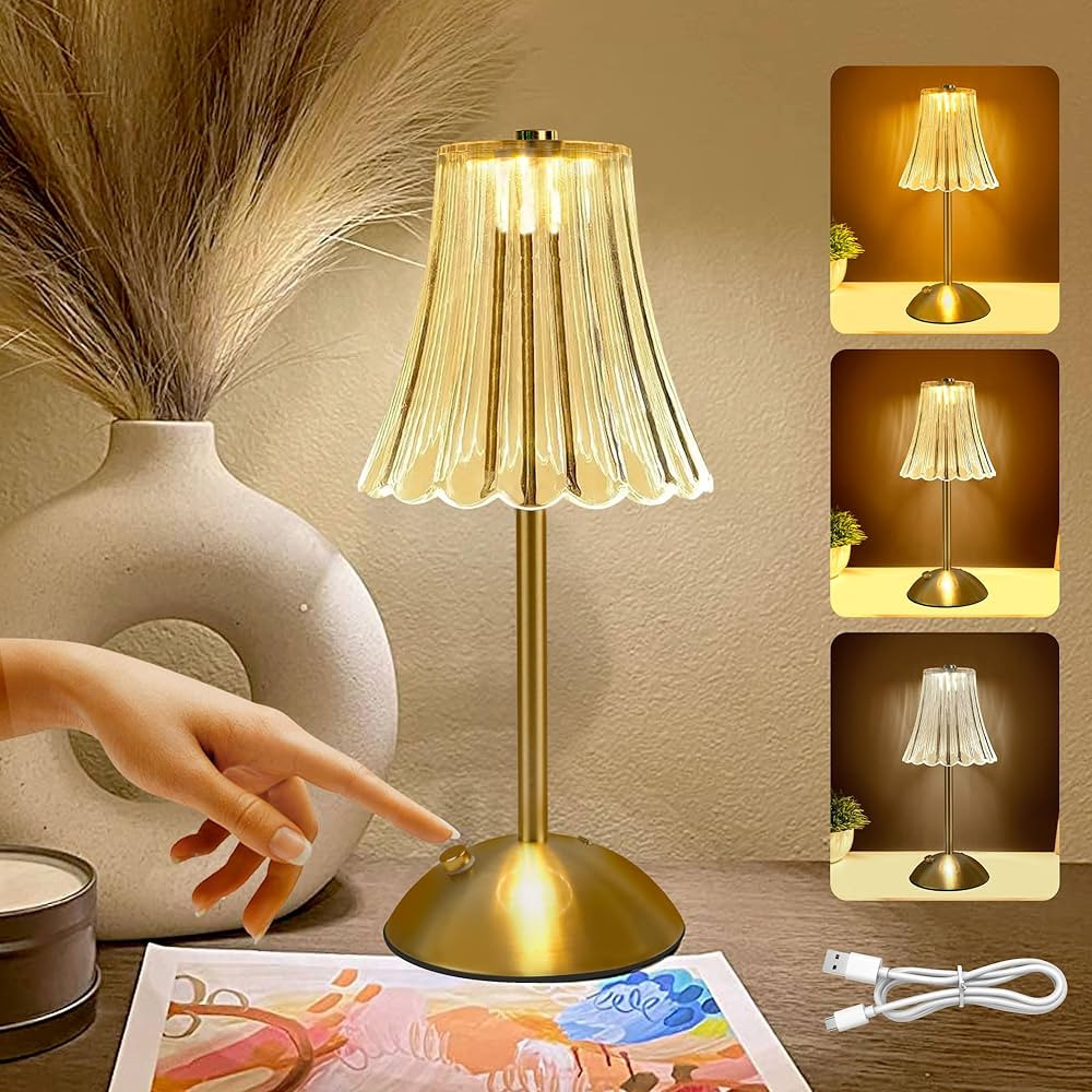 Cordless Table Lamps for Bedroom,Gold Cordless Table Lamp Rechargeable Decorative Bedside Lamps D... | Amazon (US)
