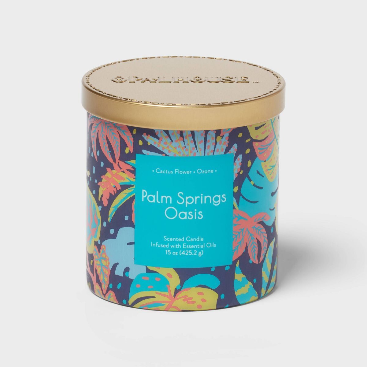 2-Wick Glass Jar 15oz Candle with Patterned Sleeve Palm Springs Oasis - Opalhouse™ | Target