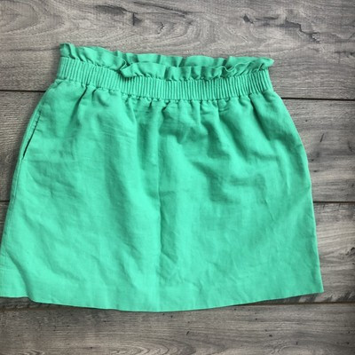 J Crew skirt Sidewalk City Green Linen Blend Elastic Waist ~ Women’s 10 F19 | eBay AU