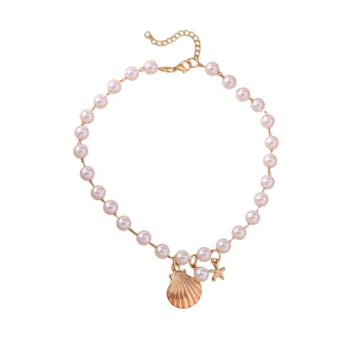 Gold Seashell Necklace for Women Summer Starfish Necklace Beach Charm Necklaces Trendy Pearl Mermaid Shell Necklaces Boho Vacation Summer Outfits for Women Ocean Seashell Jewelry | Amazon (US)