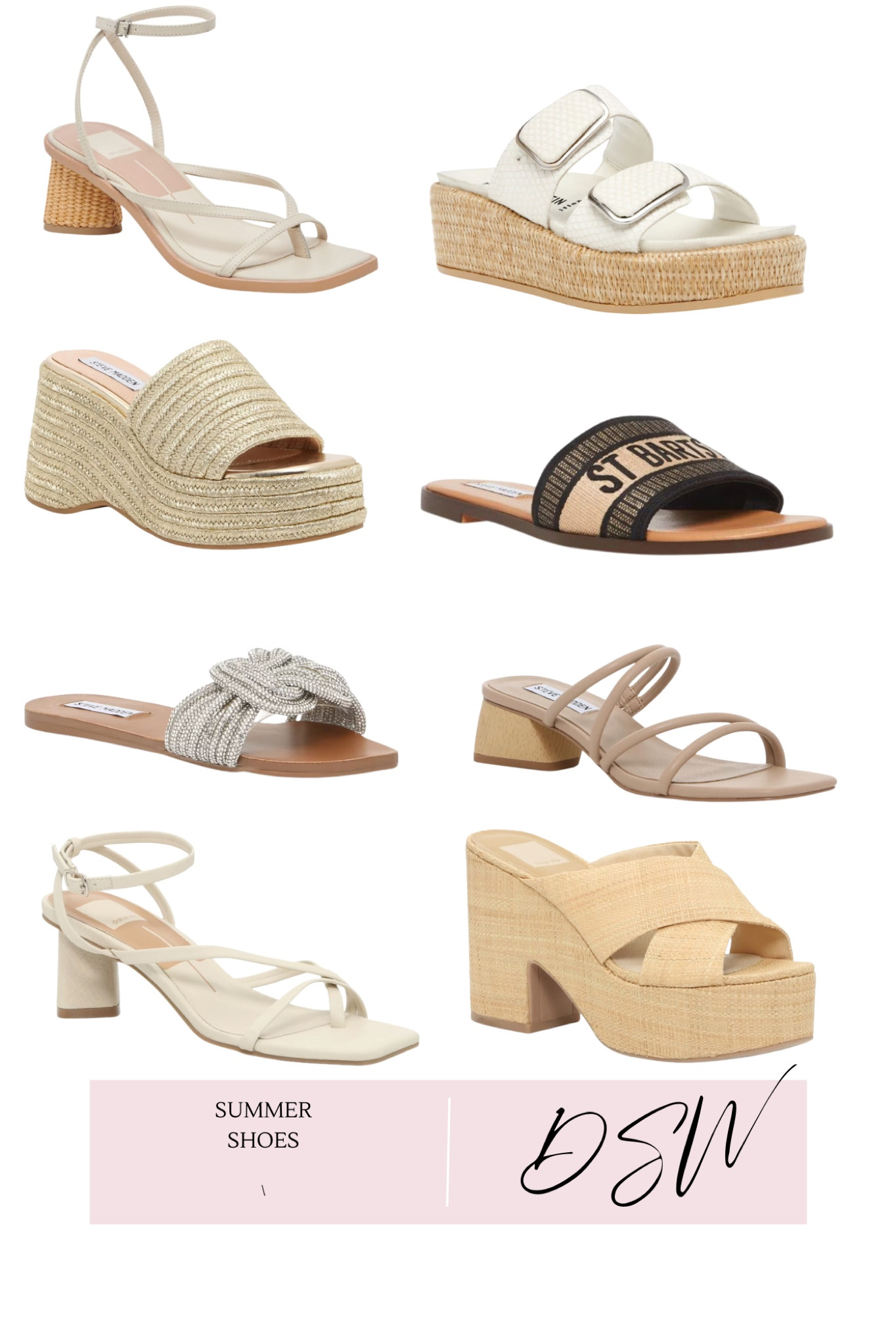 Summer shoe roundup, dsw, affordable shoes, rattan, straw, slides, platform, heels, Strappy, trendy, neutral 

#LTKSeasonal #LTKunder100 #LTKshoecrush