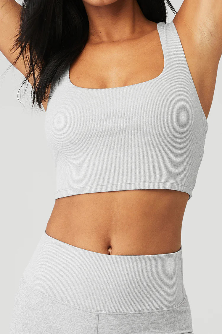 Alosoft Ribbed Chic Bra Tank - Athletic Heather Grey | Alo Yoga (US)