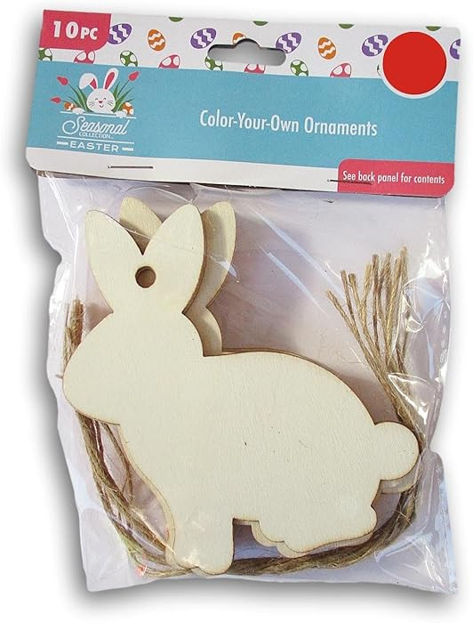 Easter Wood Shape Cutout Ornament Craft Color-Your-Own - 10 Piece (Bunny Rabbit) | Amazon (US)