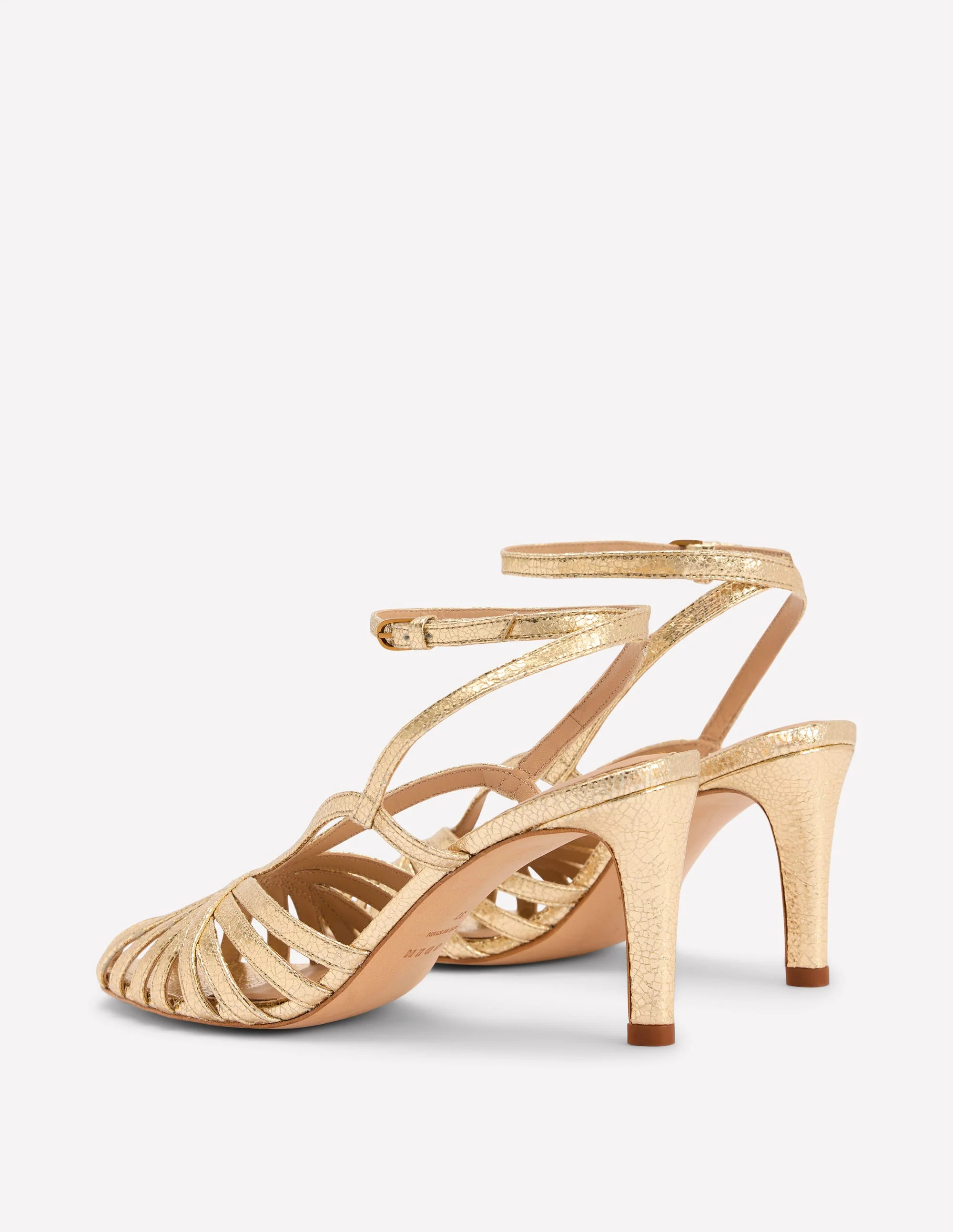 Heeled Cage Sandals-Gold Metallic | Boden (US)