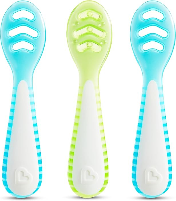 Munchkin® Gentle Dip™ Baby Spoons for Self Feeding and Baby Led Weaning, 3 Pack, Blue/Green | Amazon (US)