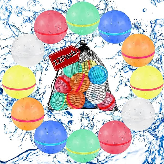 12pcs Reusable Water Balloons For Kids, Magnetic Self-Sealing Water Balloons, Pool Beach Water To... | Amazon (US)