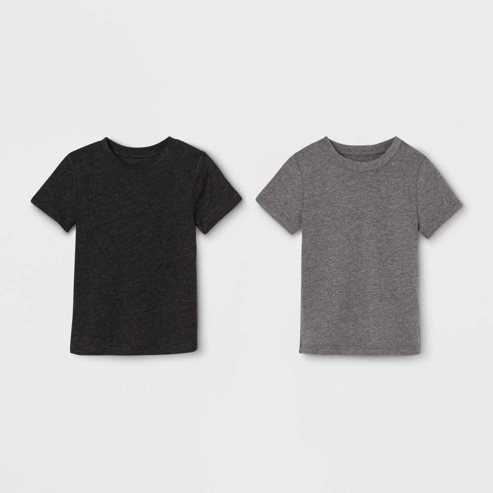 Toddler Boys' 2pk Short Sleeve T-Shirt - Cat & Jack Heather Gray/Dark Gray 12M, Black | Target