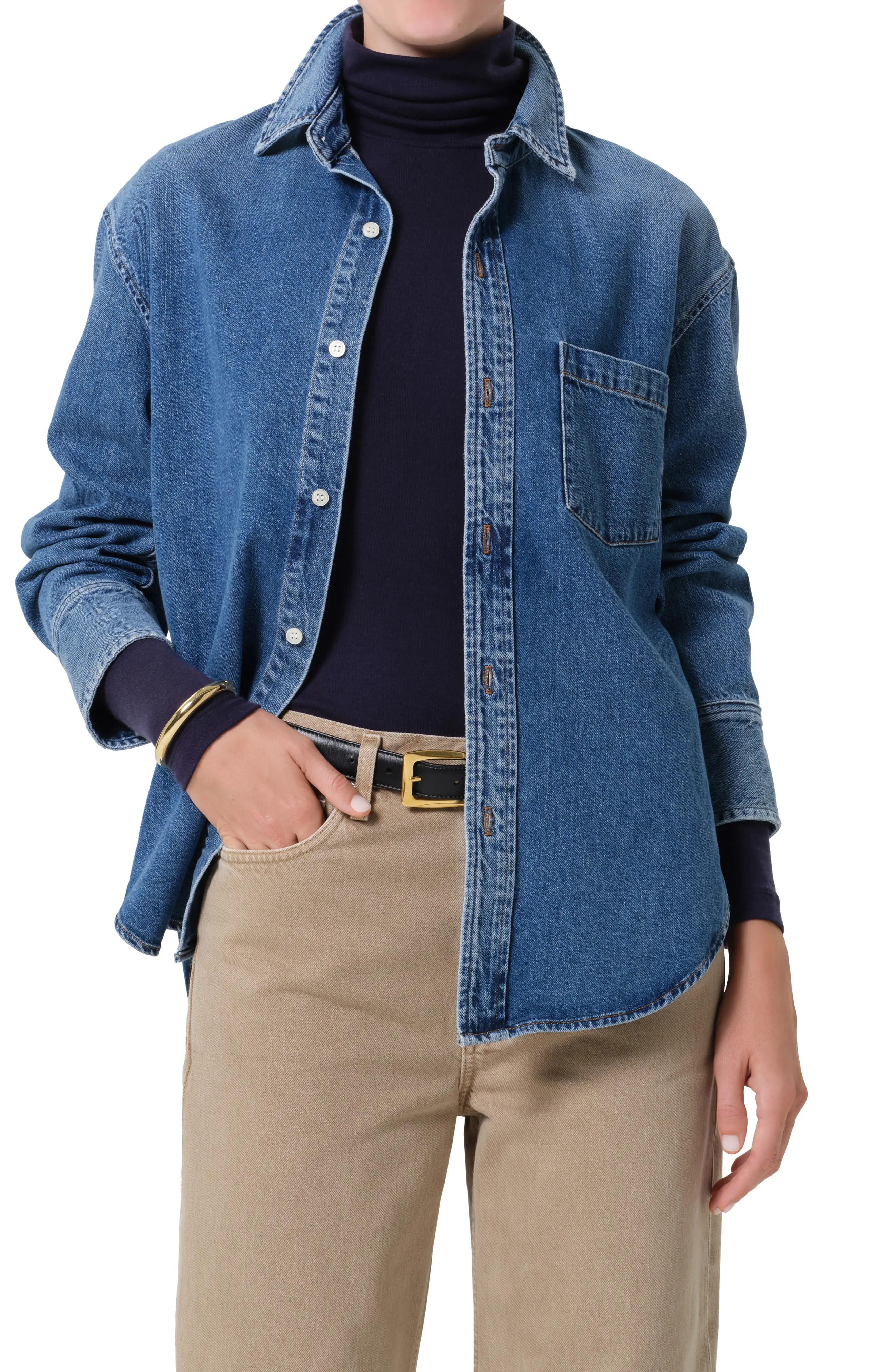 Citizens of Humanity Denim Button-Up Shirt in Chaya Medium Light Indigo at Nordstrom, Size Small | Nordstrom