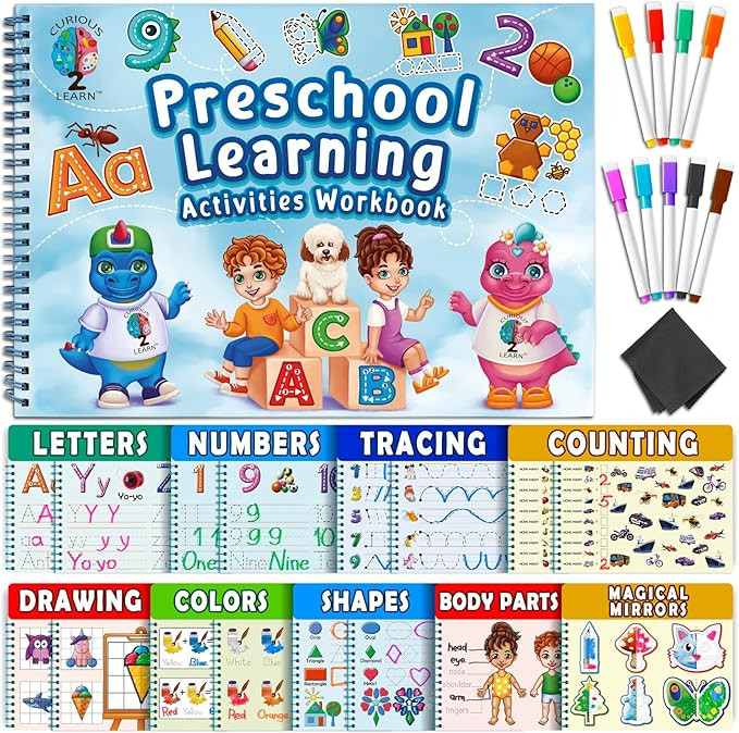Curious 2 Learn Toddler Preschool Learning Activities | Handwriting Practice for Kids | Workbook ... | Amazon (US)