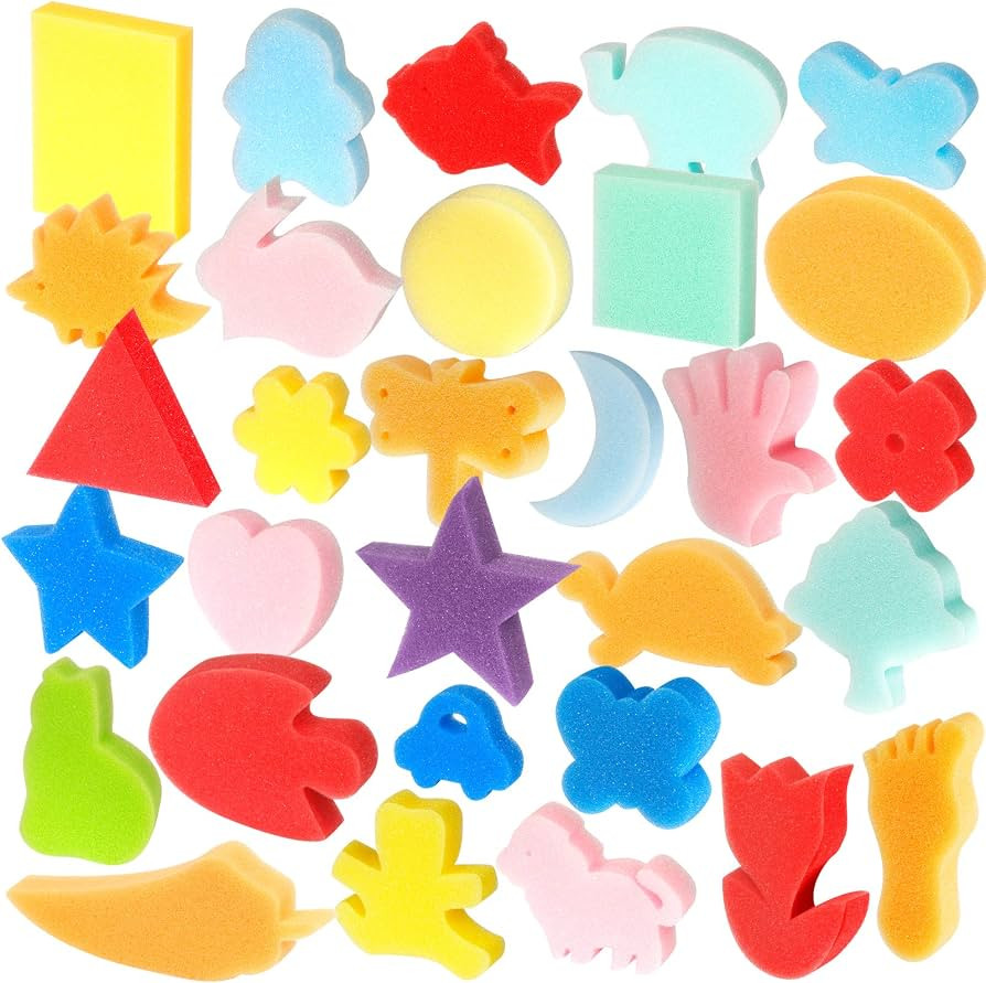LEOBRO 30pcs Sponges for Painting, Shape Sponge Paint Applicators, Paint Sponges for Crafts, Foam... | Amazon (US)