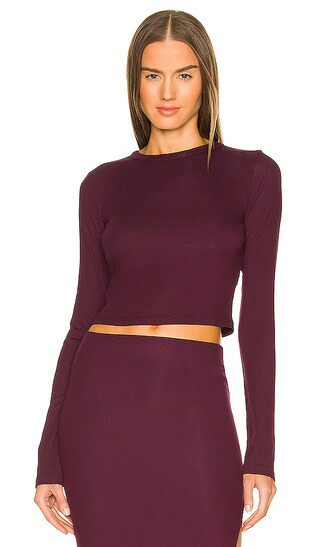 The Verona Crop Shirt in Plum | Revolve Clothing (Global)